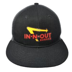 In-N-Out Burger Snapback Mesh Back Trucker Hat Black One Size Flat Brim